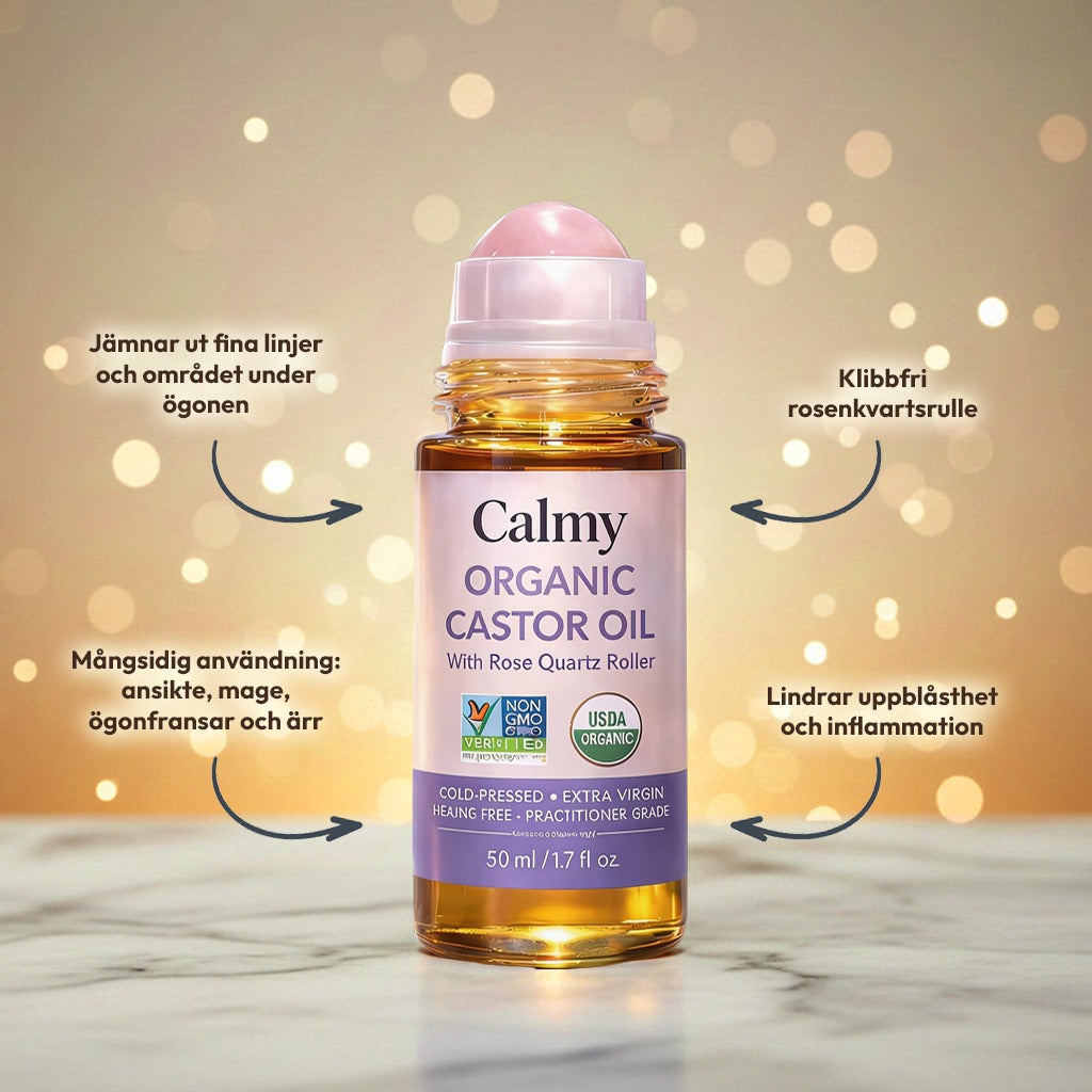 100% Ekologisk Ricinolja med Rosenkvartsroller