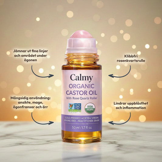 100% Ekologisk Ricinolja med Rosenkvartsroller