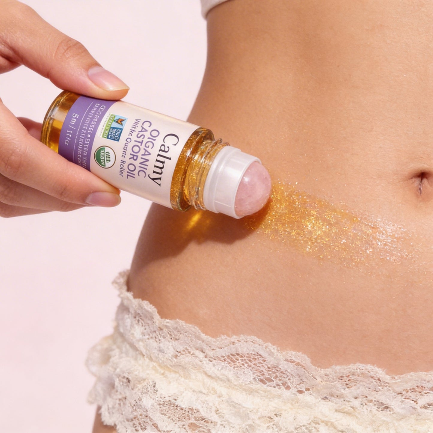 100% Ekologisk Ricinolja med Rosenkvartsroller